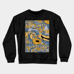 Burnaby Map Pattern in Blue & Gold Crewneck Sweatshirt